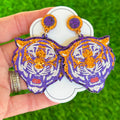 Game Day Tiger Earrings! Purple/Orange