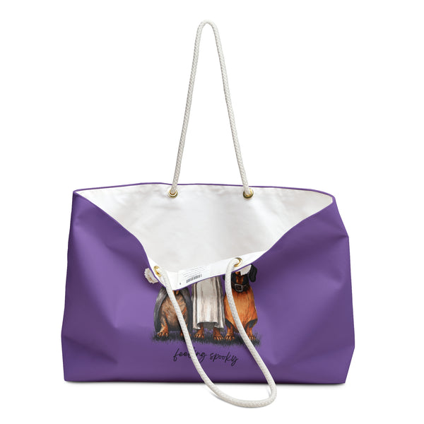 Feeling Spooky Halloween Dog Themed Weekender Bag, Tote for Pet Lovers, Fall Travel, Weekend Getaway, Unique Gift Idea