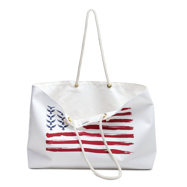 Patriotic Weekender Bag, Stylish Tote for Travel, Beach, Gym, USA Flag Design, Perfect for Memorial Day, Independence Day