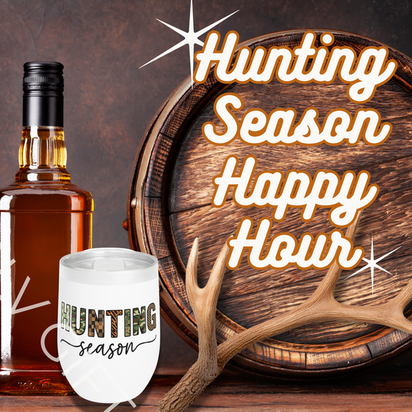 Hunting Season Wine Tumbler | Camo & Plaid Stainless Cup | Rustic Hostess or Hunting Camp Gift