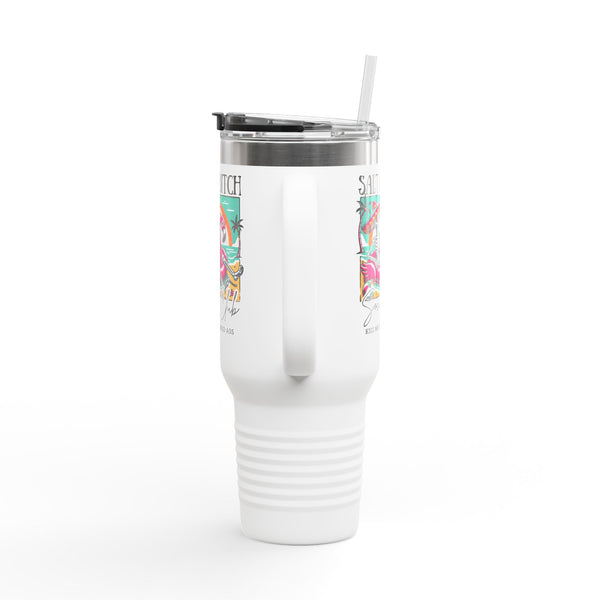 40oz Salty Bitch Social Club Tumbler – Funny Skeleton Flamingo Cup | Summer Iced Coffee Cup, Girls Trip Gift, Bachelorette Beach Mug