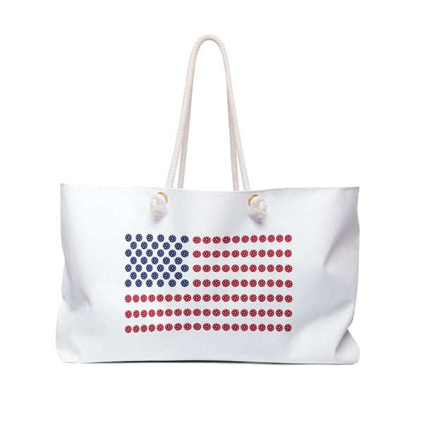 Patriotic Pickleball Weekender Bag, Travel Tote, Beach Bag, USA Flag Design, Summer Essentials, Fourth of July Gift
