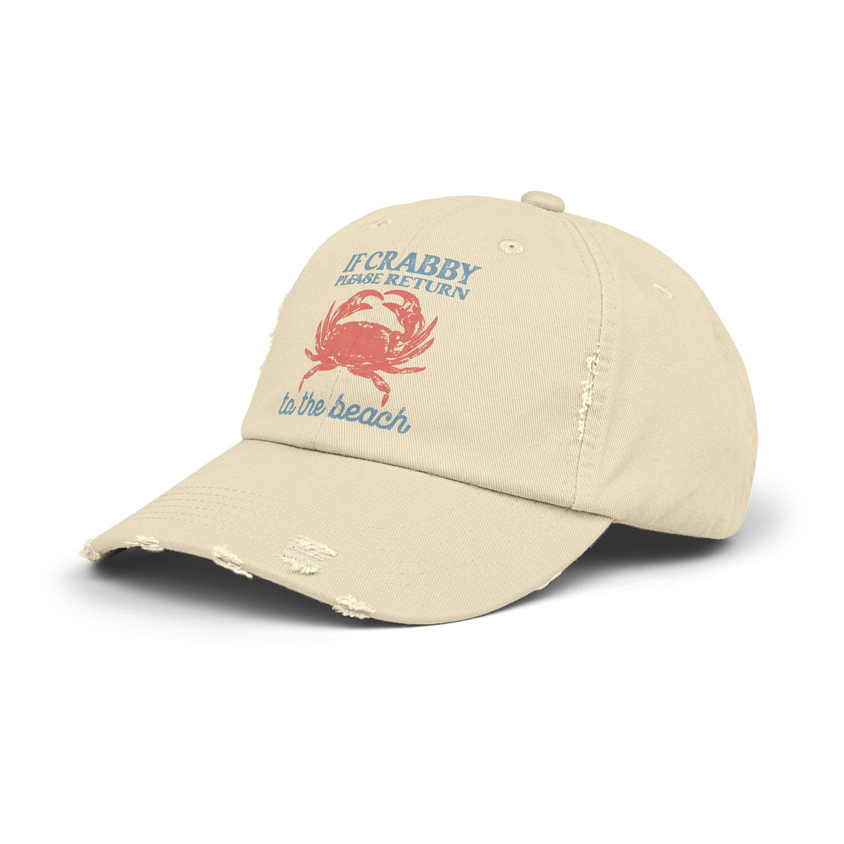 If Crabby Please Return to the Beach Distressed Baseball Hat | Coastal Mom Hat