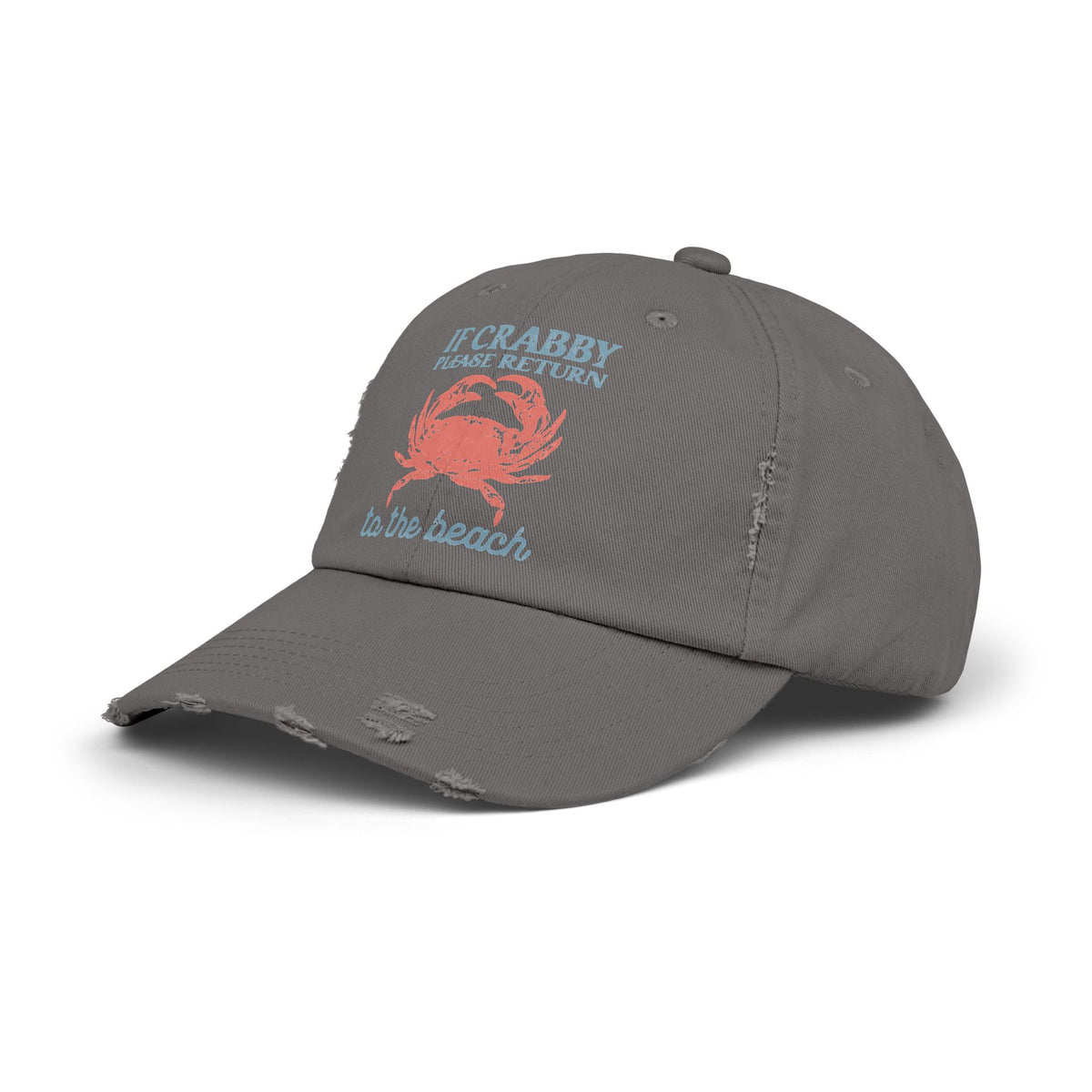 If Crabby Please Return to the Beach Distressed Baseball Hat | Coastal Mom Hat