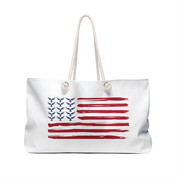 Patriotic Weekender Bag, Stylish Tote for Travel, Beach, Gym, USA Flag Design, Perfect for Memorial Day, Independence Day