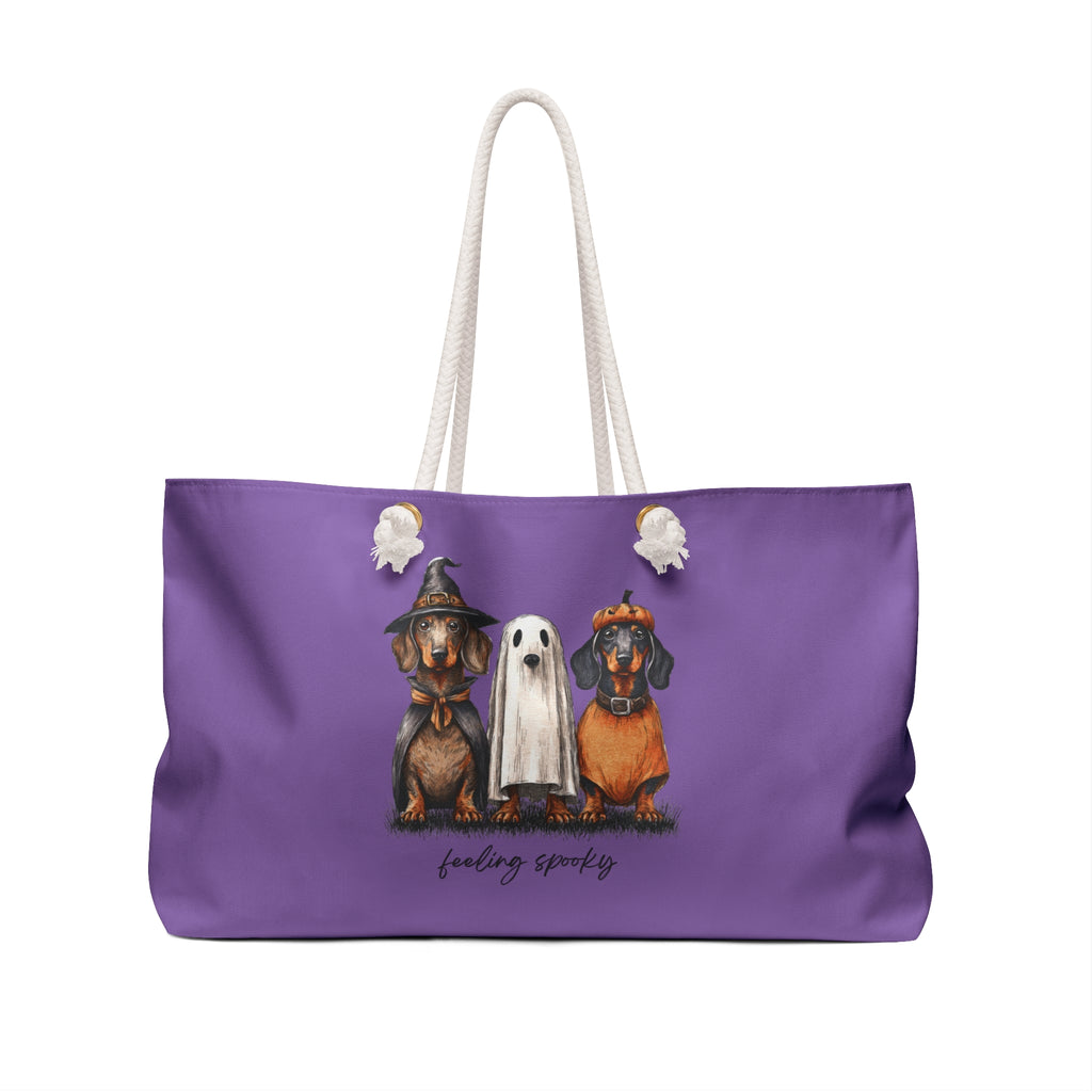 Feeling Spooky Halloween Dog Themed Weekender Bag, Tote for Pet Lovers, Fall Travel, Weekend Getaway, Unique Gift Idea