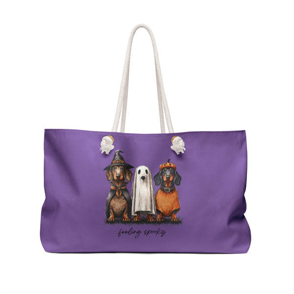 Feeling Spooky Halloween Dog Themed Weekender Bag, Tote for Pet Lovers, Fall Travel, Weekend Getaway, Unique Gift Idea