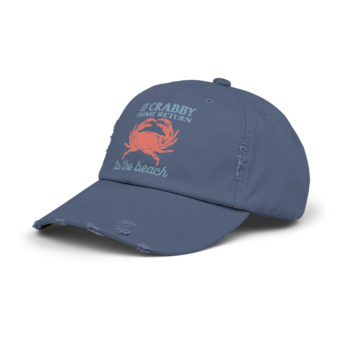 If Crabby Please Return to the Beach Distressed Baseball Hat | Coastal Mom Hat