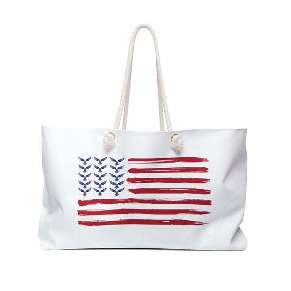 Patriotic Weekender Bag, Stylish Tote for Travel, Beach, Gym, USA Flag Design, Perfect for Memorial Day, Independence Day
