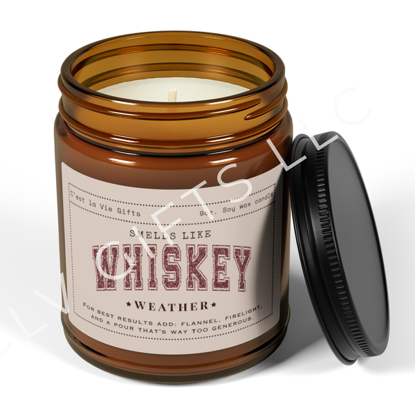 Smells Like Whiskey Weather Candle | Funny Fall Candle, Sassy Gift, Whiskey Lover Candle