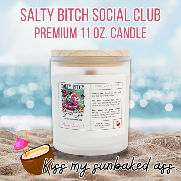 Salty Bitch Social Club Candle | Coconut Mango | Funny Summer Candle Gift | Stocking Stuffer