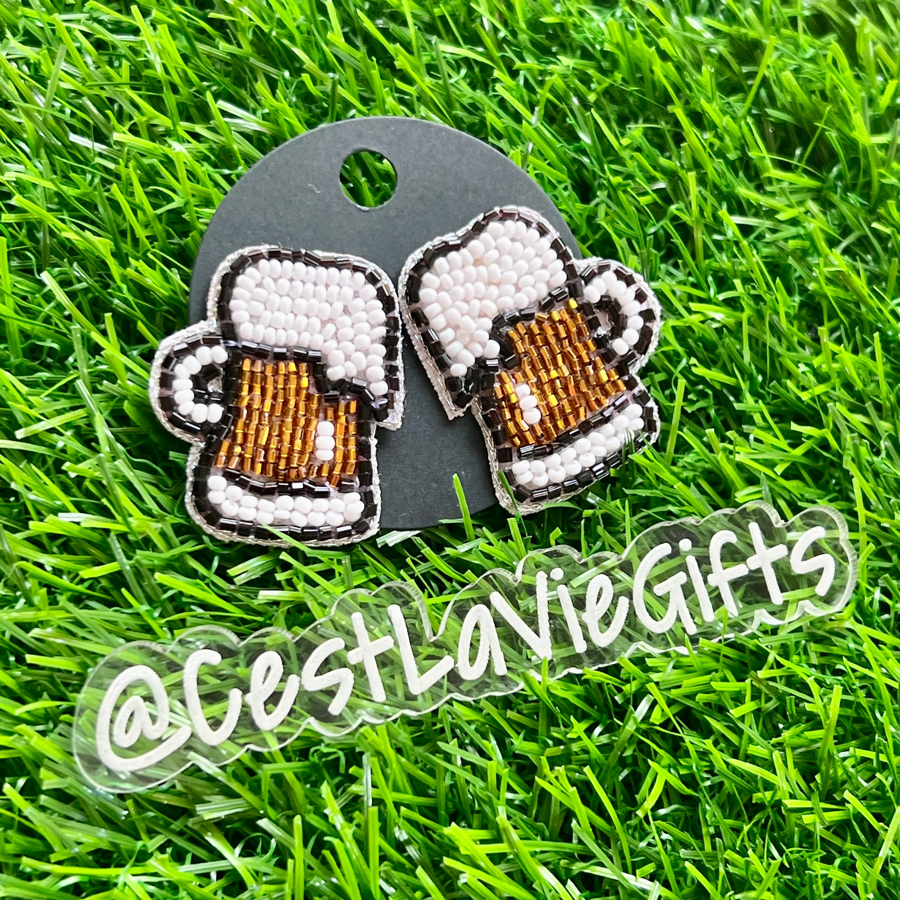 Beaded Beer Mug Earrings