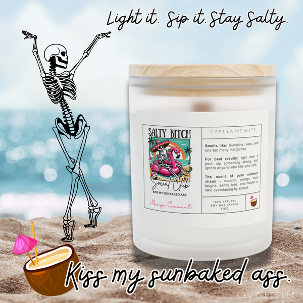 Salty Bitch Social Club Candle | Coconut Mango | Funny Summer Candle Gift | Stocking Stuffer