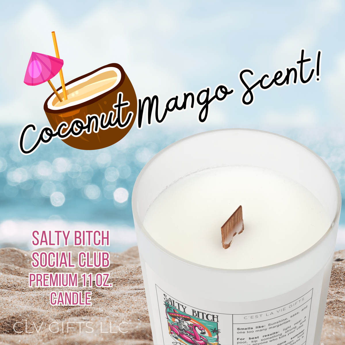Salty Bitch Social Club Candle | Coconut Mango | Funny Summer Candle Gift | Stocking Stuffer