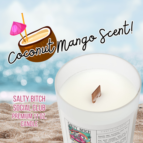 Salty Bitch Social Club Candle | Coconut Mango | Funny Summer Candle Gift | Stocking Stuffer