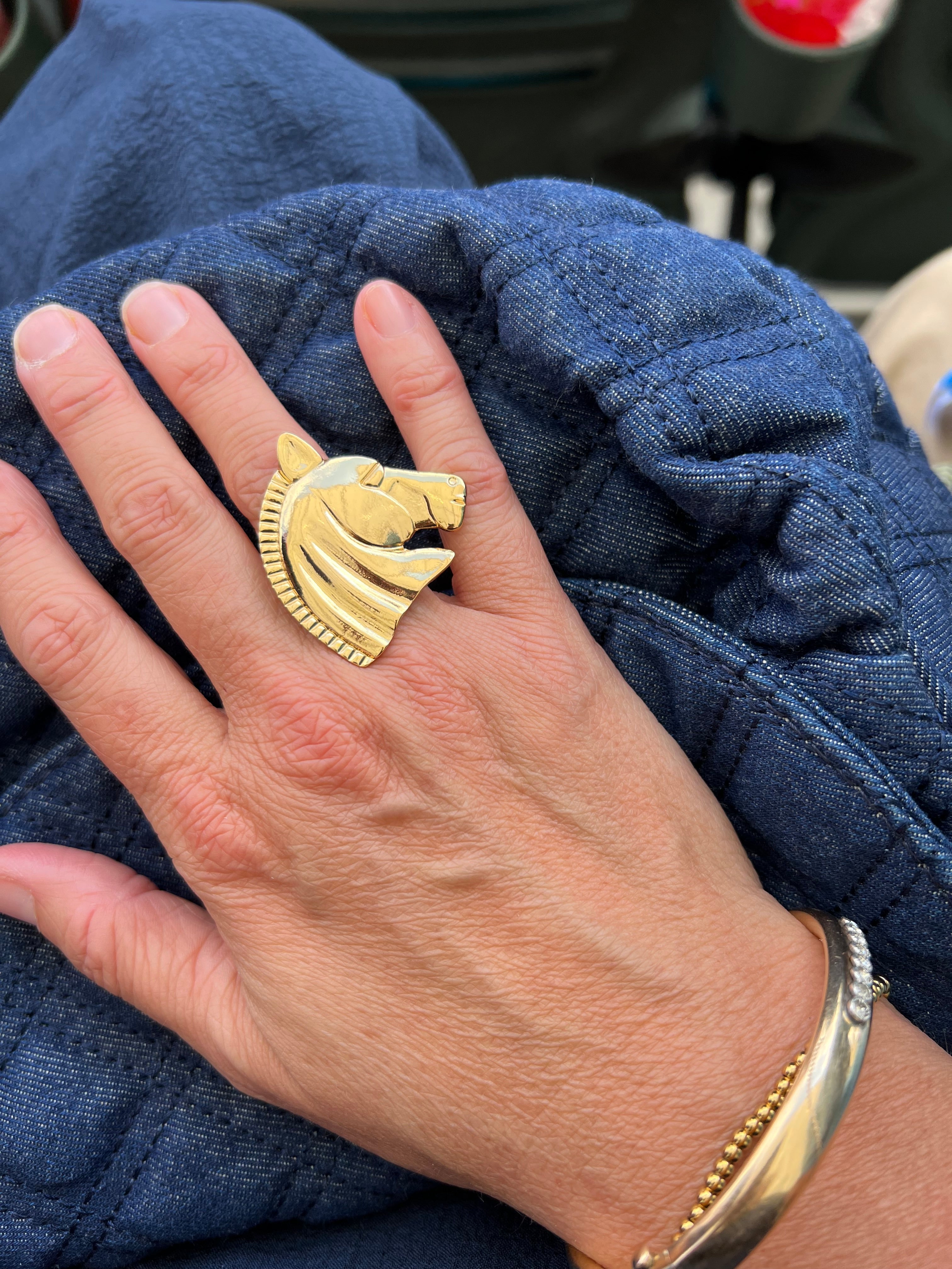 Gold Horse Ring 🏇 Kentucky Derby Statement Jewelry