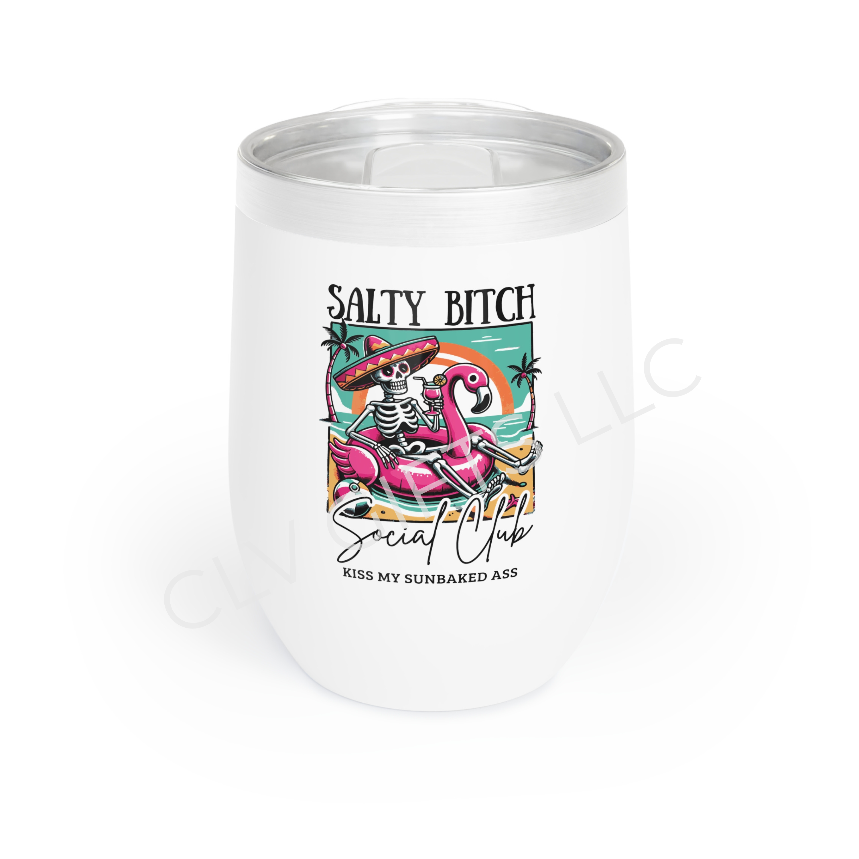 Salty Bitch Social Club Wine Tumbler – Funny Skeleton Margarita Cup | Sassy Beach Gift, Girls Trip, Summer Bachelorette Party Cup