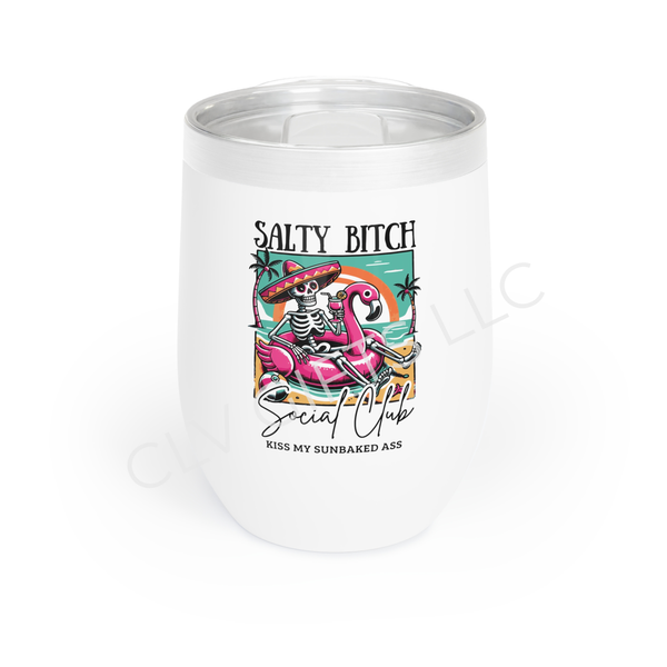 Salty Bitch Social Club Wine Tumbler – Funny Skeleton Margarita Cup | Sassy Beach Gift, Girls Trip, Summer Bachelorette Party Cup