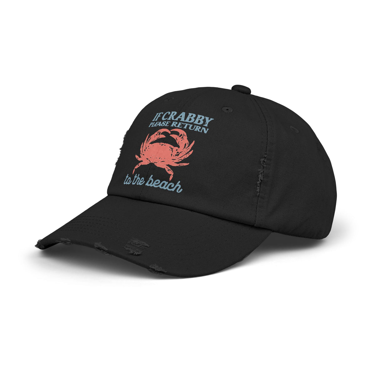 If Crabby Please Return to the Beach Distressed Baseball Hat | Coastal Mom Hat