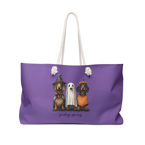 Feeling Spooky Halloween Dog Themed Weekender Bag, Tote for Pet Lovers, Fall Travel, Weekend Getaway, Unique Gift Idea