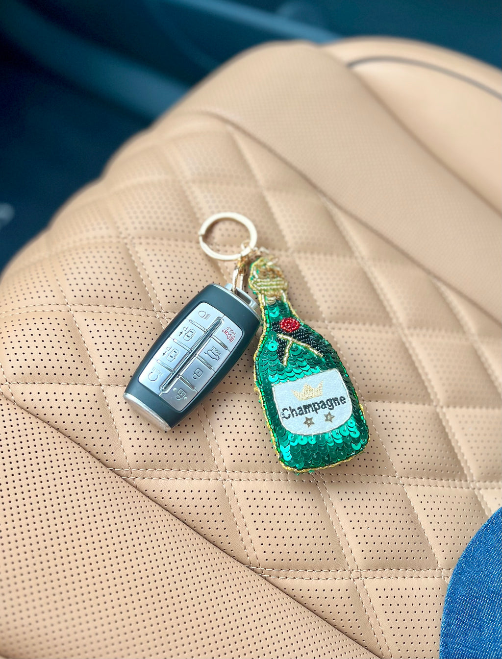 Champagne Bottle Keychain - Cheers!