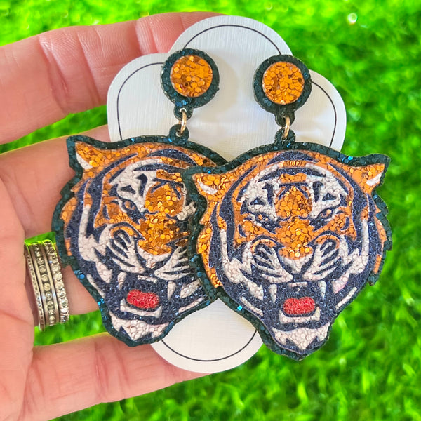 Game Day Tiger Earrings! Navy/Orange