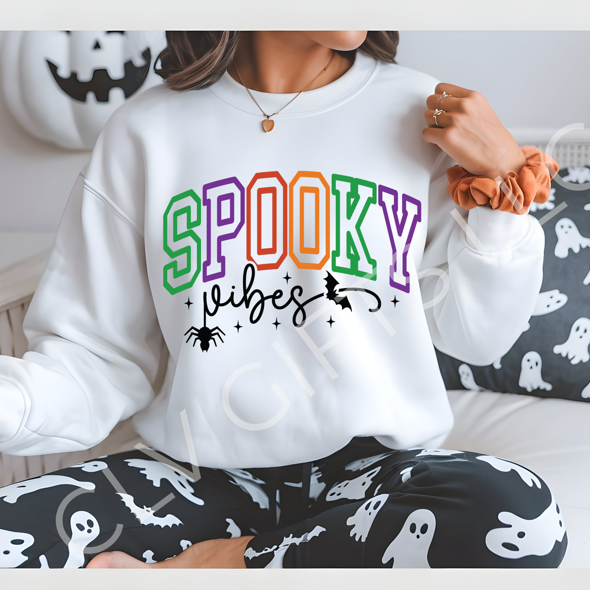 Spooky Vibes Halloween Sweatshirt | Retro Ghost Season Crewneck