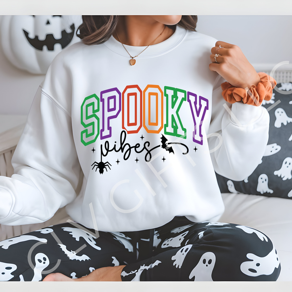 Spooky Vibes Halloween Sweatshirt | Retro Ghost Season Crewneck