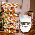 Hunting Season Wine Tumbler | Camo & Plaid Stainless Cup | Rustic Hostess or Hunting Camp Gift