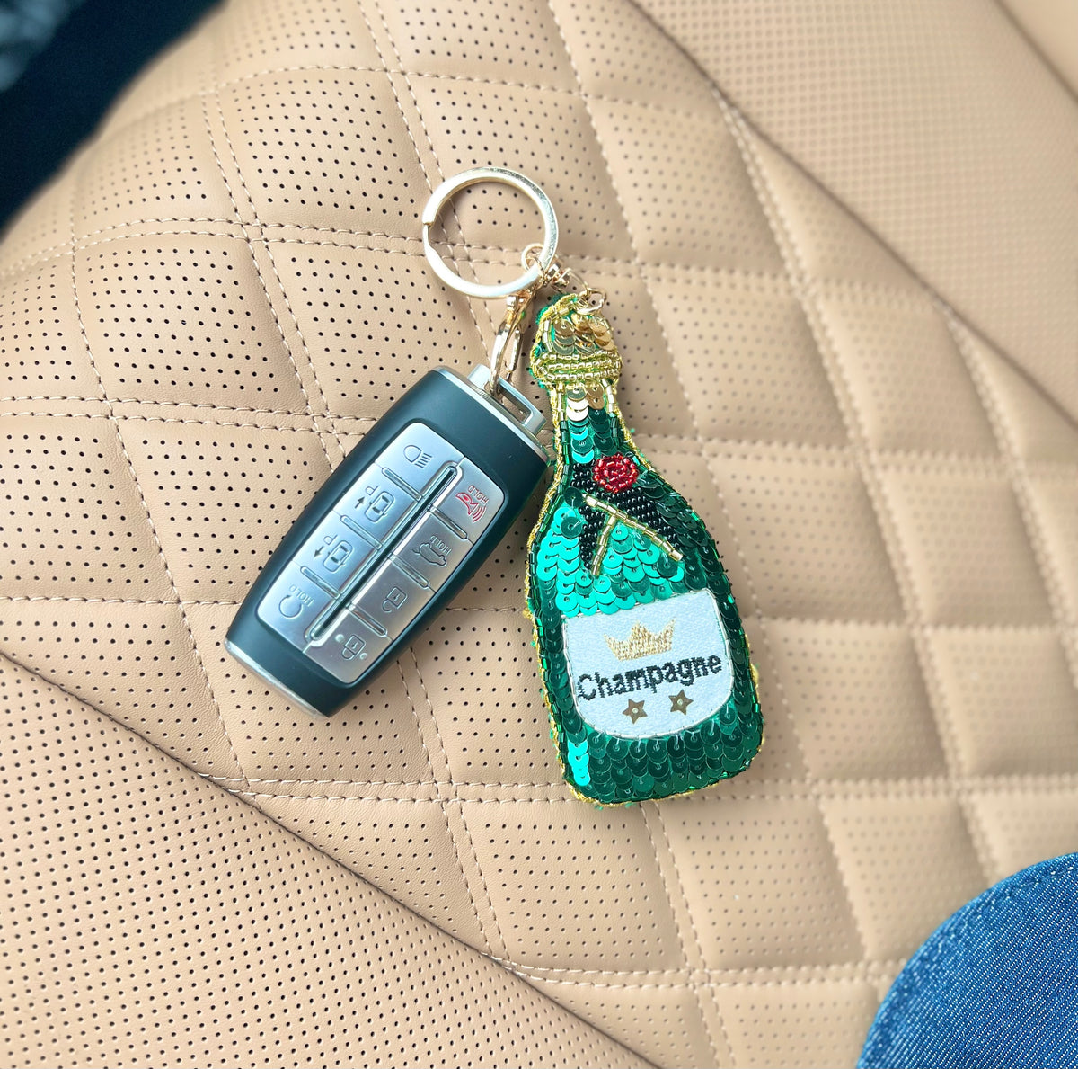 Champagne Bottle Keychain - Cheers!