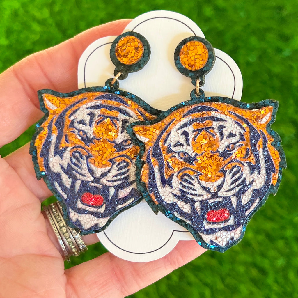 Game Day Tiger Earrings! Navy/Orange