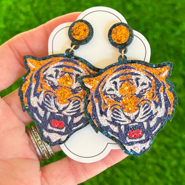 Game Day Tiger Earrings! Navy/Orange