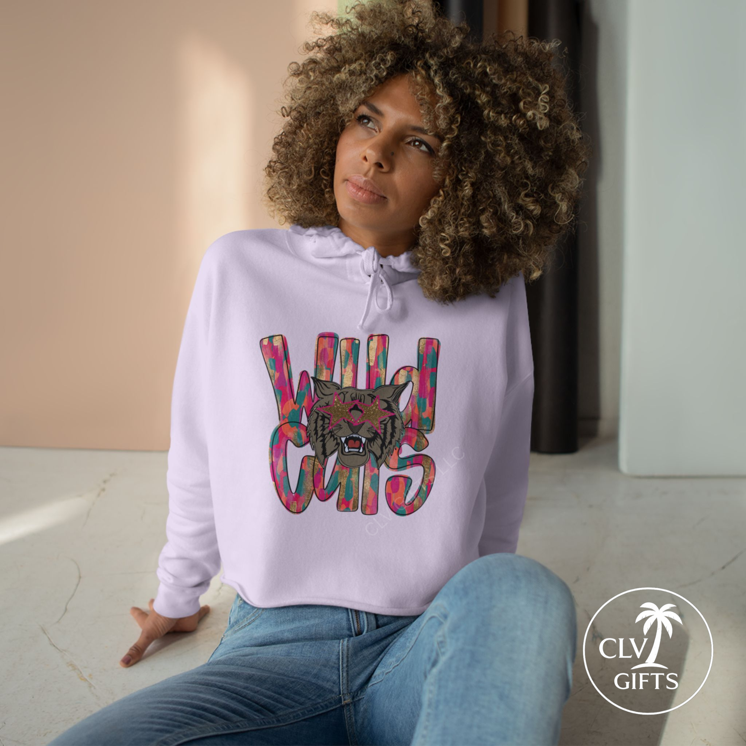 Wild Cats Cropped Hoodie
