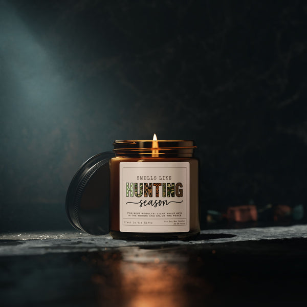 Smells Like Hunting Season | Hunting Gift, Outdoorsman Candle, Rustic Cabin Candle | Funny Candle