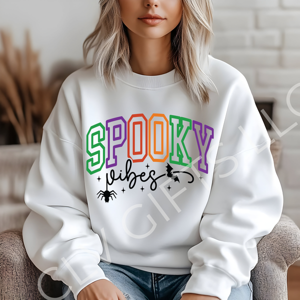 Spooky Vibes Halloween Sweatshirt | Retro Ghost Season Crewneck