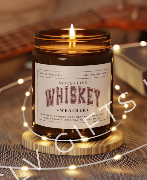 Smells Like Whiskey Weather Candle | Funny Fall Candle, Sassy Gift, Whiskey Lover Candle