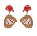 Baseball Glove & Cap Enamel Earrings | Game Day Jewelry for Baseball Moms | Sports & Team Spirit Earrings