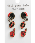 Red & Black Football Stud Earring Set | Game Day Jewelry for Football Moms | Team Spirit Earrings