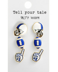 Blue & White Football Stud Earring Set | Game Day Earrings | Team Spirit Jewelry for Football Fans