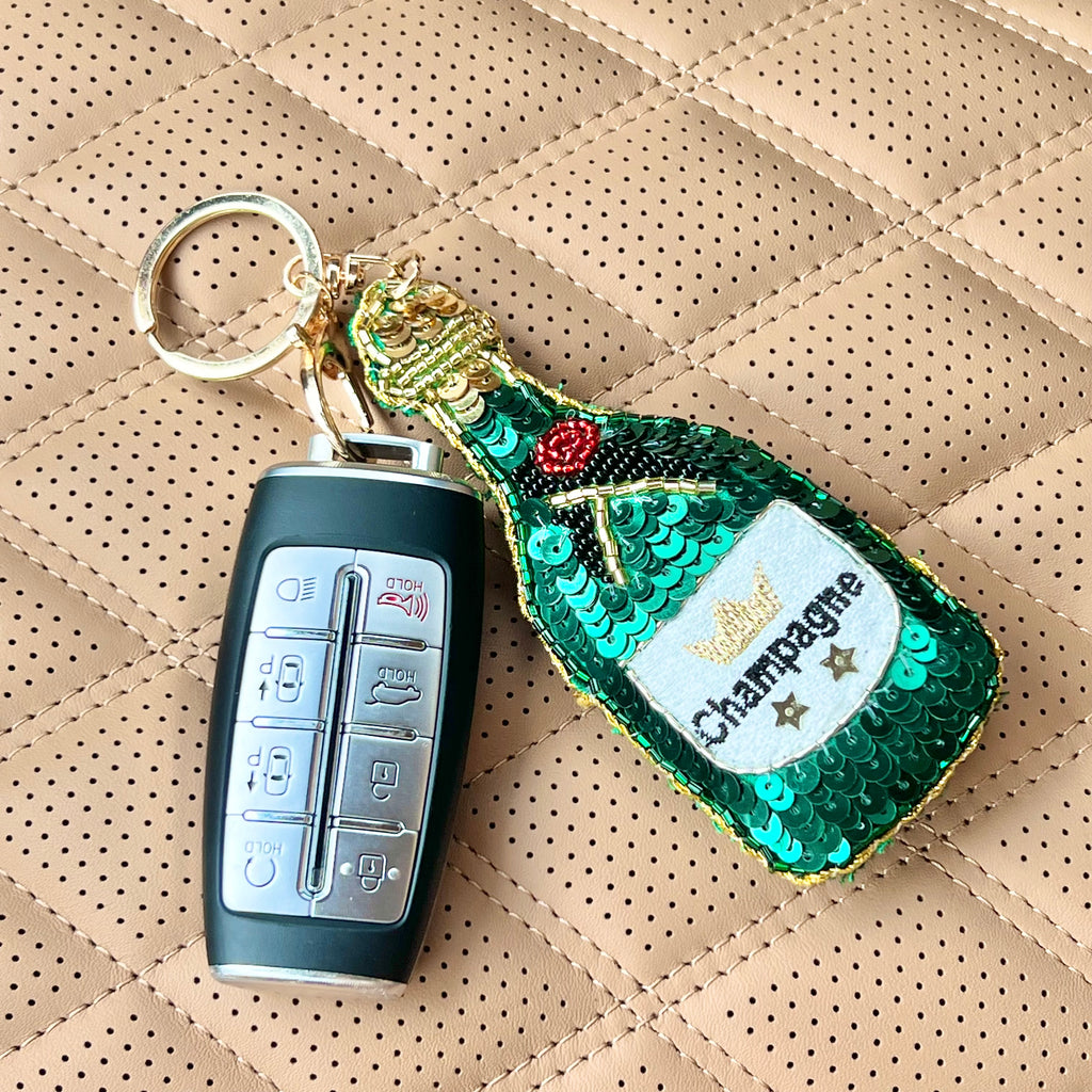 Champagne Bottle Keychain - Cheers!