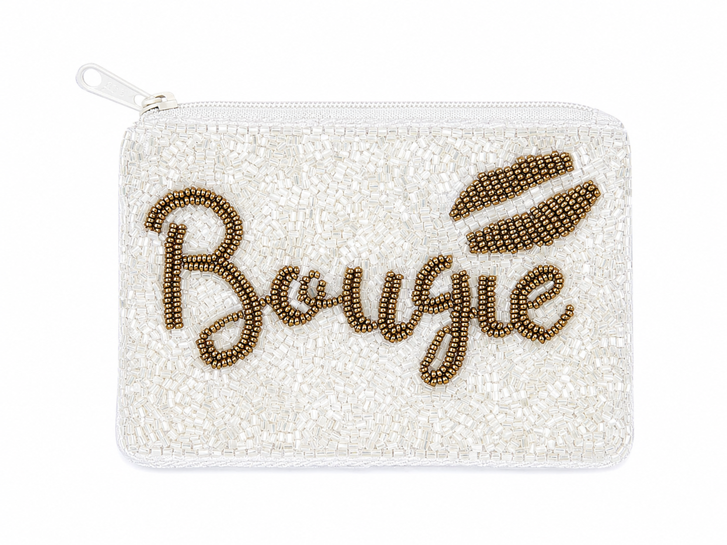 Bougie Beaded Coin Purse – White & Gold