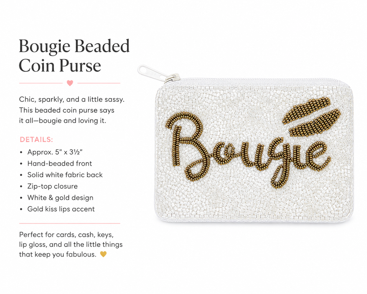 Bougie Beaded Coin Purse – White & Gold