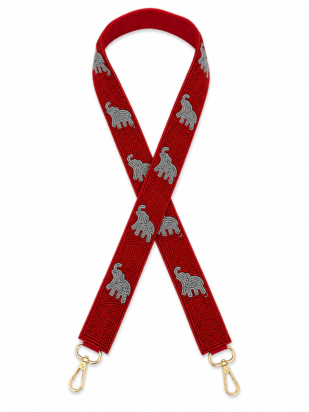 Red & Silver Elephant Beaded Purse Strap