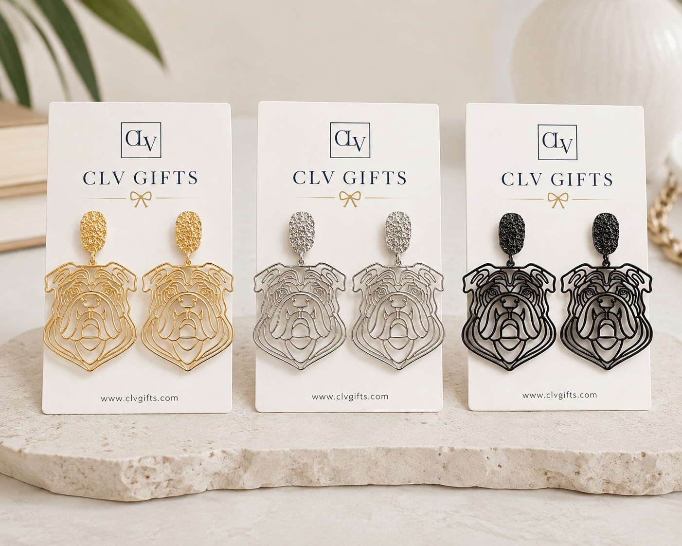 Bulldog Game Day Earrings | Gold, Silver or Gunmetal