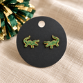 Green Gator Stud Earrings | CZ Game Day Jewelry | Sterling Silver Posts