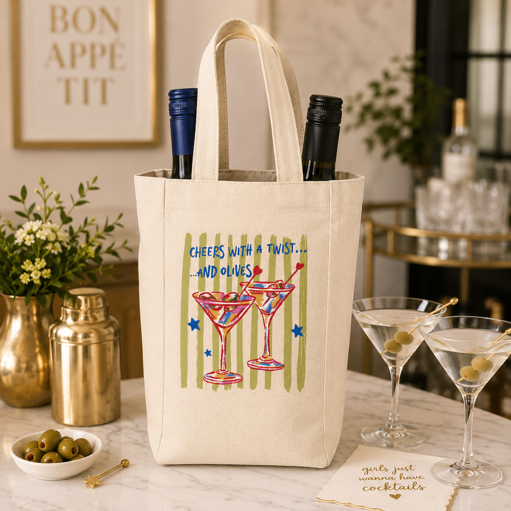 Cheers With a Twist Double Wine Tote 🍸🫒