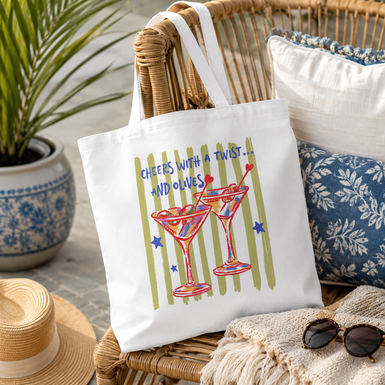 Cheers With a Twist... & Olives Tote Bag