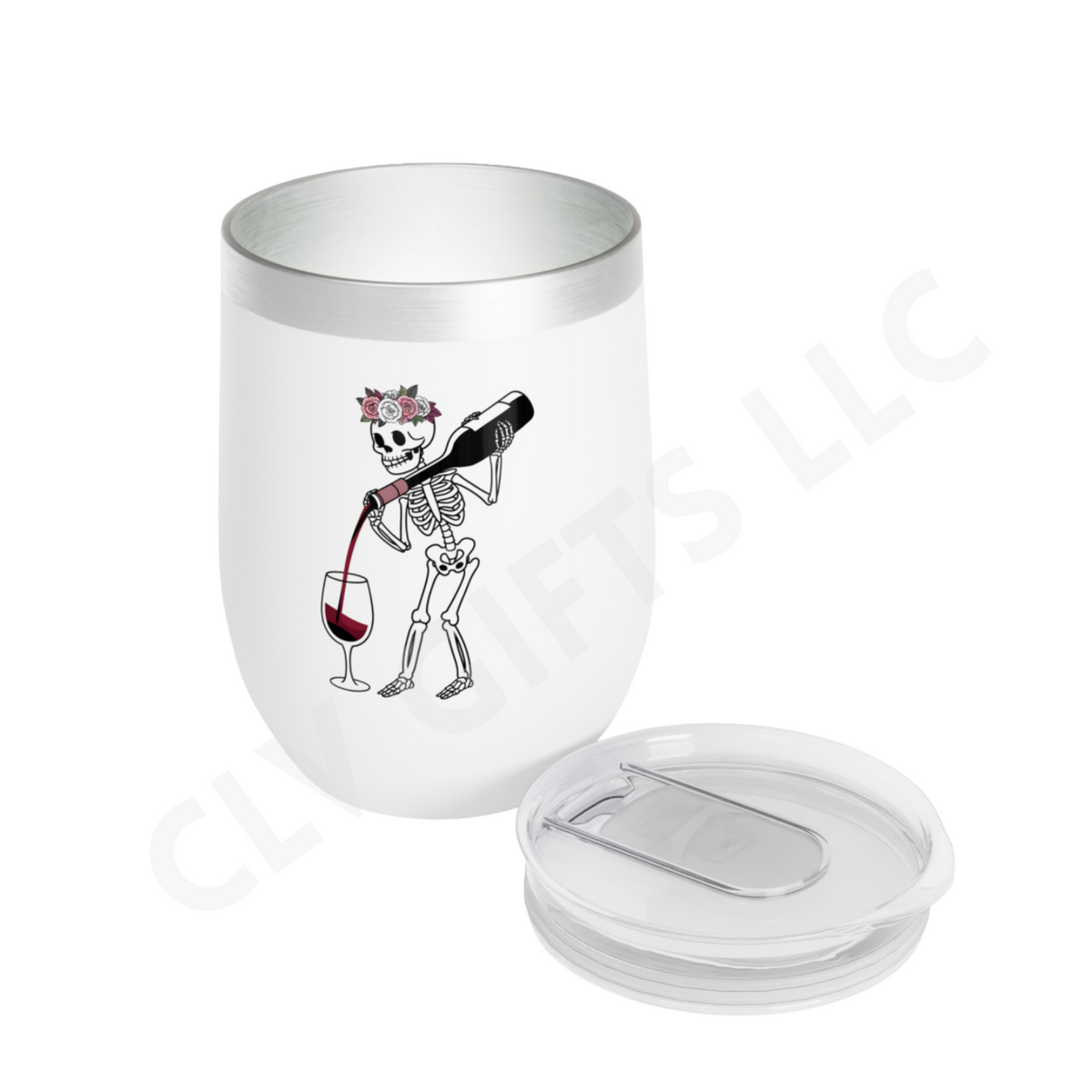Sassy Skeleton Wine Tumbler - Fun Drinking Gift for Wine Lovers, Halloween Decor, Busy Mom Fuel Up