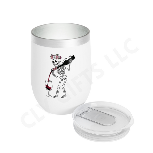 Sassy Skeleton Wine Tumbler - Fun Drinking Gift for Wine Lovers, Halloween Decor, Busy Mom Fuel Up