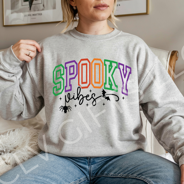Spooky Vibes Halloween Sweatshirt | Retro Ghost Season Crewneck
